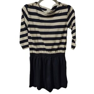 Crewcuts Romper S Women Nautical Boho Athleisure Navy White Striped F3215 Button